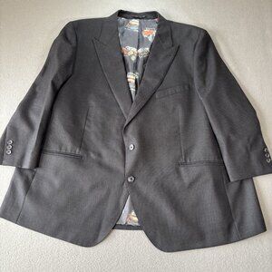 Holland & Sherry Blazer Men’s XXL Black Wool Sport Coat Car Print Lining Luxury